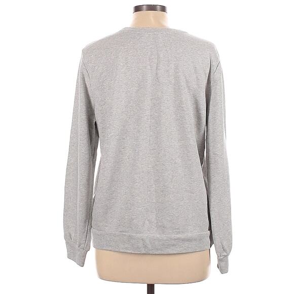 LOFT Embellished Gray Crewneck Sweatshirt | Smoky Silver Studs | Women's Large - Picture 6 of 11
